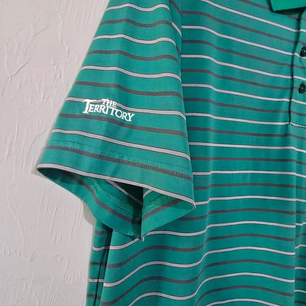 Adidas ClimaLite‎ Golf Polo Shirt Striped Short Sleeve The Territory Mens M